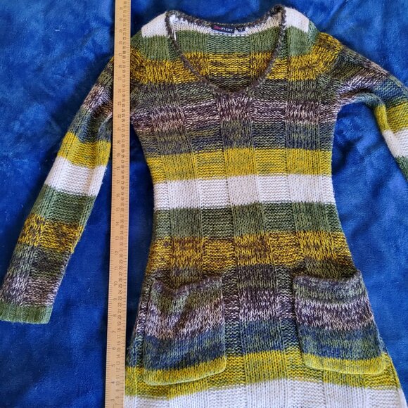 Ultra Flirt Y2K fairy grunge cozy knit crochet sweater mini dress with pockets - Picture 9 of 9